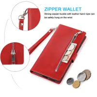 Zipper 5 cartões Casos de telefone da carteira de couro para iPhone 14 13 12 Mini 11 Pro XS Max XR 7 8 6s Plus Stand Cover