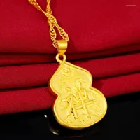 Naszyjniki wiszące mosiężne złoto-spłaty Lady Guan Shiyin Bodhisattva Buddha Naszyjnik Masna moda Dziki Narodowy Naszyjnik