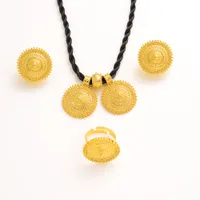 Ethiopische traditionele sieraden set ketting oorbellen Ring Ethiopië Fijn solide goud eritrea dames Habesha trouwfeest geschenk