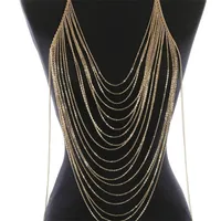 Body Jewelry Fashion Gold Color Body Belly Waist Chain Harness Necklace Womens Sexy Bikini Multilayer Body Chain Necklaces T200508