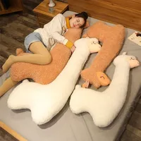 130cm encantador alpaca peluche juguete japonés alpaca suave relleno lindo ovejas conlama muñecas de animales almohada de cama dormitorio decoración de cama 220712
