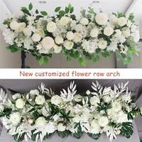 1m Diy DIY Custom Wedding Wedding Flower Mur Murdrop Arrangement Supplies Silk Rose Peony Fake Flowers Row Decoration For Arch 220526