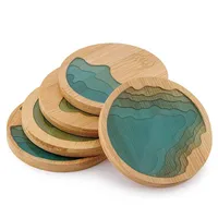 Tappetini pad pacchetti di sottobicchieri rotondi onda oceano resina epossidica e bevanda bambù tappetino decorazioni per la casa matsmats