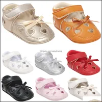 First Walkers Shoes Baby Kids Maternity 8 Colors Baby Girls Fretwork Heart Butterfly Knot Leather Soft Non-Slip Designer Infant Toddler D