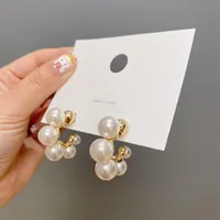 Hoop & Huggie Korean Fashion Elegant Pearl Beads Earrings For Women Girls Cute Jewelry Party Brincos GiftsHoop