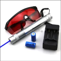 SBX4 450nm Adjustable focus Blue laser pointer with Batteries& Charger&Gogg217c