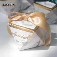 RMTPT Creative Marbling Style Boxes Candy Wedding Favors Party Items Baby Shower gift bags wrapping supplies gift box 50 pcs J220714