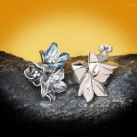 Stud Elegant Foggy Blue Small Flower Epoxy Email Earring voor damesjuwelen 925 Zilveren bruiloftsfeest Betrokkenheid Farl22