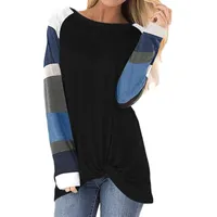 Women's T-Shirt 2022 Tshirt Women Fashion Casual Color Block Round Neck Long Sleeve Loose Tops Top Harajuku T Shirt Pullover Chemise