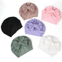Ins Baby Kids Bows Hats Summer Toddler Girls Lace Hollow Embroidery Beanie Princess Accessories Infant Cotton Soft新生児帽子Q562326