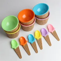 Miski Piękne lody miski okrągłe plastikowe kreatywne dzieci stołowe stoliki