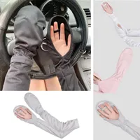 Elbow & Knee Pads Summer Sunscreen Long Length Ice Silk Sleeve UV Protection Fake Driving Arm Glove Sleeves Elegant Loose GlovesElbow