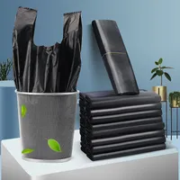 Domowa czarna plastikowa torba przenośna przenośna kamizelka w stylu średnio -kuchennej torby śmieci