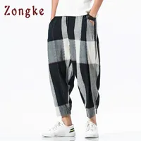 Zongke Loose AnkleLength Linen Pants Men Joggers Men Pants Streetwear Harem Pants Men Trousers 5XL Hip Hop Spring 220812