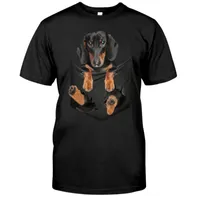 남성용 T 셔츠 Cloocl 블랙 코튼 티셔츠 패션 Dachshund 3D 인쇄 포켓 Tshirt 남자 여성 캐주얼 힙합 탑 재미있는 티셔츠