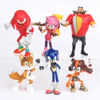 6pcs Sega Sonic Hedgehog Sonic Boom Amy Tails Knuckles Dr. Eggman Doll Pvc Action Figür Figürin Oyun Set Oyuncak Kek Topper Kid257r