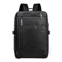 حقيبة ظهر للرجال الفاخرة الذكور الأزياء الرجعية حقيبة السفر المائية متعددة الوظائف PU الجلود 15 6 بوصات محمول USB الشحن 226S