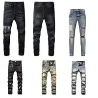 Роскошь дизайнеры джинсы расстроенные Франция модная мода Амирс мужская байкерская байкерская дыра.