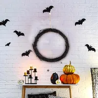 Fleurs décoratives couronnes halloween décoration noire bricolage créatif en bois de rotin de rotin pendentif pour la chambre à coucher
