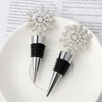 100st barverktyg Vinterbröllop gynnar silver färdig snöflinga vinpropp med enkla paket julfestdekorativ SN4624