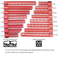 7 9 10 11 12 13 5 15 17'' inch Keymod M-lok Clamping Style Handguard Rail Float Picatinny Mount System Red Anodized181o