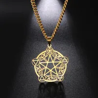 Collares colgantes Dawapara Wicca Pentagram Collar Amuleto de acero inoxidable para la eternidad e infinito Pagan Pagan Religious Symbol Jewelrypended n