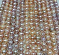 7-8 mm blanc rose violet 100% pur naturel eau fraîche perles perles file perle semi-finie 34-36 cm pour le collier de bracelet bricolage
