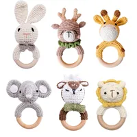 1pc baby teether m￺sica rattles para ni￱os animal crochet bajet￳n elefante anillo de jirafa beb￩s gimnasio Montessori Juguetes 220812