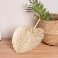 120 sztuk Party Favor Palm Liście Fani Handmade Wiklinowe Naturalne Kolor Palm-Wentylator Tradycyjny Chiński Craft Wedding Gifts JLE13635