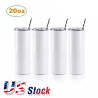 3 Days Delivery 20oz sublimation Mug straight tumblers blanks white 304 Stainless Steel Vacuum Insulated Slim DIY 20 oz Cup Car Coffee Mugs 25pcs/box GJ02