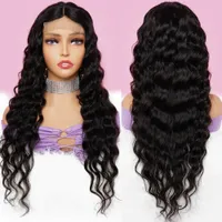 Loose Deep Wave Lace Closure Wig 13x4 Transparent Lace Frontal Human Hair Wigs Brazilian Virgin Remy Hair Full End 180% Density Natural Color