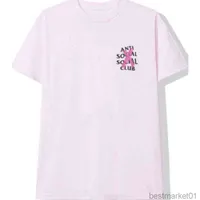 남자 T 셔츠 패션 assc 안티 사교 클럽 크로스 프린트 티셔츠 캐주얼 커플 단락