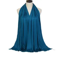 Ethnic Clothing H801 Plain Soft Cotton Jersey Muslim Long Scarf Modal Headscarf Islamic Hijab Shawl Arabic Rectangular Headwrap