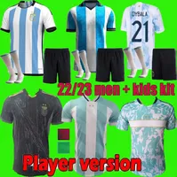 الرجال + Kids Kit 21 22 الأرجنتين كرة القدم جيرسي 2022 2023 Dybala Lo Celso National Team Maradona قمصان كرة القدم لاعب خاص مراوح الزي الرسمي