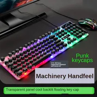 Epacket GTX300 Typewriter Keyboard Mouse Combos Punk Retro Backlit Game USB Wired Keyboard And Mice Set For PC Desktops2699