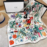 패션 여성 여름 스카프 디자이너 실크 스카프 고급 꽃 편지 손 받침 90 x 90cm 숄 작은 사각형 고품질 터번