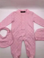 100%Baumwollbaby Rompers Boy Girl Kids Designer 1-2 Jahre Neugeborene Sommer Kurzärmel Jumpsuit Hut 3-teilige Set