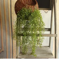 Dekoracyjne kwiaty wieńce Zielona sztuczna roślina eukaliptus plastikowe pieniądze liście trawy buszu rattan domowy wiszący dekoracja fałszywy przepływ