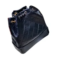 2022Ss France Womens Drawstring Vintage Black Backpack Bags Bucket Quilted Aged Gold-Silver Metall Hardware Matelasse Chain Shoulder Purse Designer Handbags 23CM