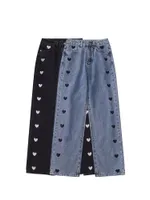 2022 New Wide Leg Jeans Women Heart Printing Vintage Harajuku Loose Casual Denim Pants Spring Street High Waist Woman Trousers