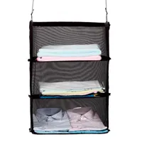 Cajas de almacenamiento Bins Lengipaje de viaje Organice la maleta colgando 3 estantes para ir al organizador portátil de ropa de toalla de toalla de toalla.