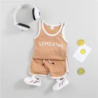 Summer Kids Clothing Sets Boys Girls Solid Color Digital Digital Sortts Bortos respiráveis ​​no verão