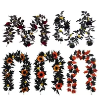 180 cm Nowe czarne dekoracje halloweenowe kwiaty Halloween-dom wnętrza symulacja Halloweenowe dekoracje liści klonu