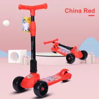 Children&#039;s strollers pedal car 3 wheels folding LED light-emitting balance car three gear adjustable height skateboard