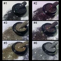 Nail Glitter Shiny Black Powder Silver Iridescent Colorful Art Chrome Pigment Dust 3D DIY Decorations