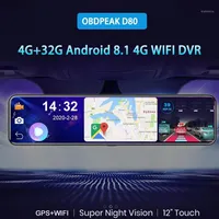 OBEPEAK D80 12 Car DVR Rearview Mirror 4G Android 8 1 Dash Cam GPS Navigation ADAS Full HD 1080P Car Video Camera Recorder D291M