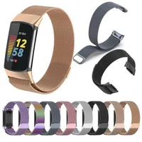 Edelstahlband für Fitbit Ladung 5 Smart Wacth Sport Armbandarmband Magnetschlaufen Mesh Armband für Fit Bit Ladung 5
