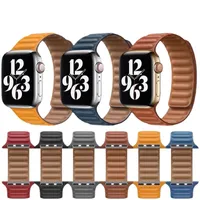 Banda de reloj de cuero magnético compatible con Apple Watch 45mm 44mm 42mm 41mm 40mm 38mm