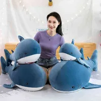 New Giant Simulation Shark Skin Pillows Shark Plush Fish Pillow Toys Lifelike Appease Soft Animal Kids Baby Toy Child Gift H220421
