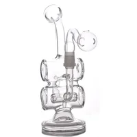 8 Inchs Mini Dab Rigs Glass Oil Rigs Recycler bong Double Barrel Percolator smoking Water pipe With 14mm Joint glass oil burner pi305j